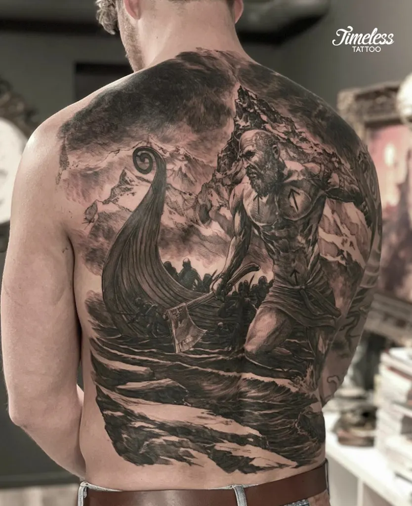 viking tattoo backpiece